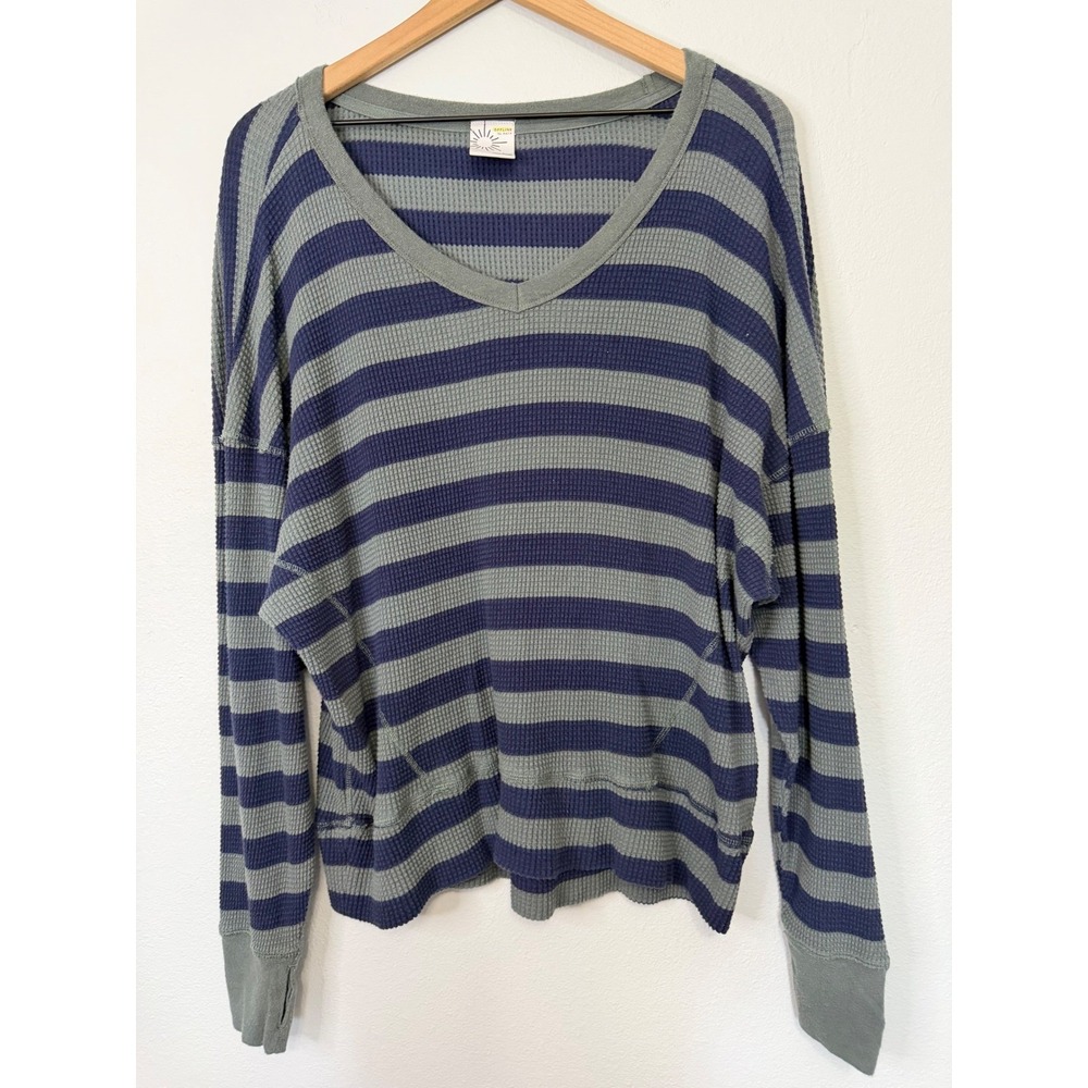 OFFLINE By Aerie - Wow! Waffle Oversized T-Shirt Green and Blue Size Medium